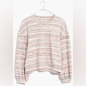 Madewell Bubble-Sleeve Crop Top in Rainbow Stripe M